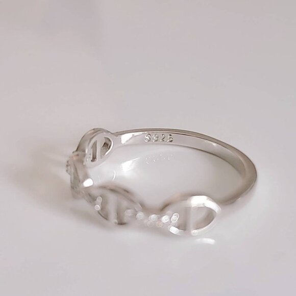 Chain Ring, Sterling Silver Women Ring, Simple Chain Ring, Stacking Ring, - Picture 6 of 10